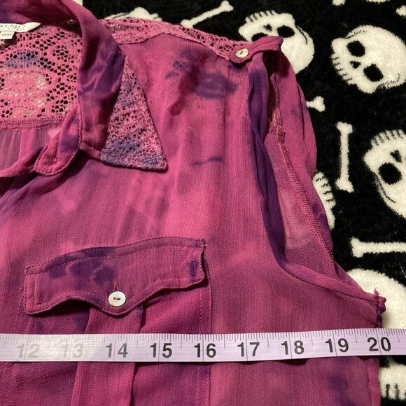 BUFFALO DAVID BITTON | Vintage Y2K Purple Two-tone Sheer Viscose Sleeveless Top - Picture 9 of 15